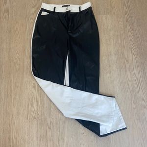 Boohoo two tone black and white leather pants 8